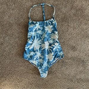 Billabong Blue White Palm Strappy One Piece